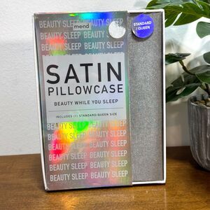 Mend Satin Pillowcase Beauty Standard Queen Gunmetal Gray Sheen Shine New in Box